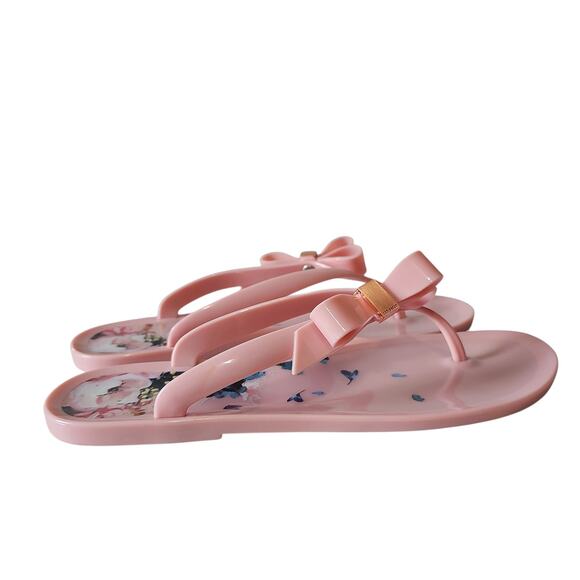 Ted Baker Jelly Flip Flops Thong Sandal Bow Womens 40 US 9.5 Pink Suzzip Shoe - Picture 1 of 15
